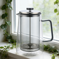 Nouvelle arrivée : cafetière à piston écologique 1L, design moderne, verre rond avec piston