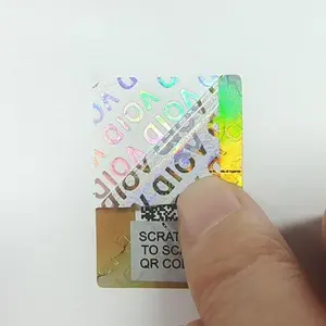 Stiker garansi berperekat MOQ rendah meninggalkan VOID 3D stiker holografik