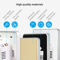 Tuya Smart Switch 250V Cadre en aluminium neutre Verre Smart Zigbee Interrupteur mural