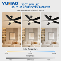 Vente directe OEM ODM, ventilateur de plafond robuste à 5 pales avec éclairage LED BLDC pour hôtel, chambre d'hôtes, villa, café, restaurant