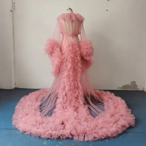 <span class=keywords><strong>Vestaglia</strong></span> in Tulle Rosa con Volant per Matrimoni, Servizi Fotografici di Maternità, Baby Shower, Boudoir della Sposa, Servizi Fotografici di Gravidanza, Personalizzabile - Product Image 5