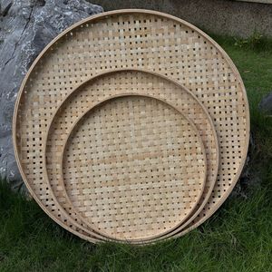 Bamboo Woven <b>Storage</b> <b>Baskets</b> Round Handmade For Drying Tea And Goods Size <b>Large</b> And Small - Product Image 2
