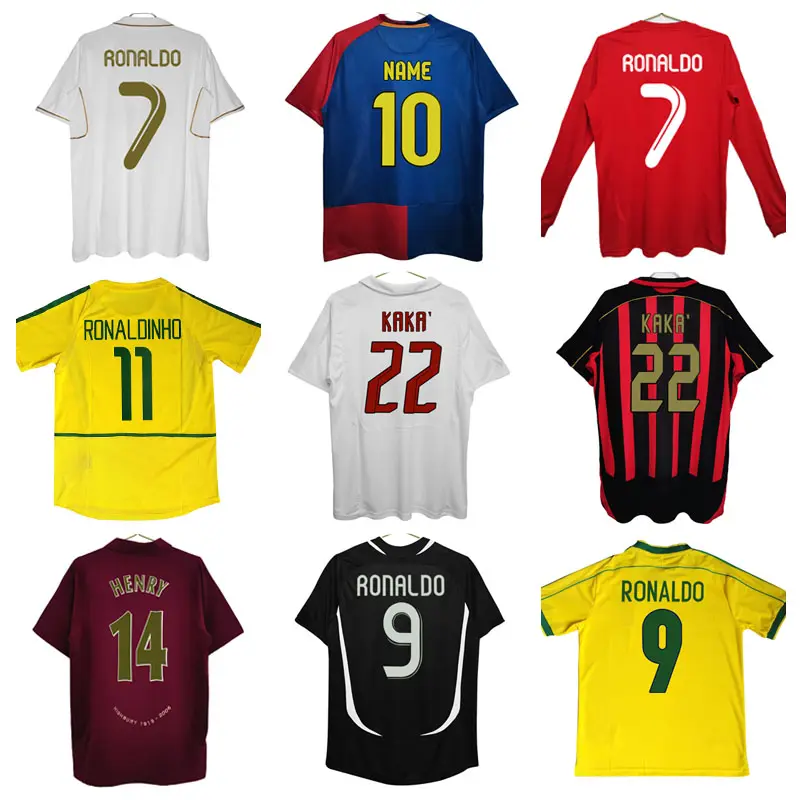 Camiseta retrô de alta qualidade para futebol, camisa vintage Ronaldo #7 para homens, camisa de clube de futebol