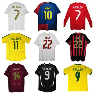 Kaus sepak bola Retro kualitas tinggi kaus klub sepak bola Vintage Ronaldo #7 pakaian sepak bola untuk pria