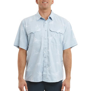 Camisa de pesca con capucha, manga polo, manga corta, color coral, trucha, táctica, indígena, de bambú, sublimada, con bolsillos y botones. - Product Image 1