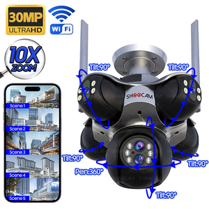 5画面10倍ズームWiFiカメラ屋外30MP 6レンズCCTVカメラPTZセキュリティIP67防水モーション検知アラーム付きIPカメラ - Product Image 1