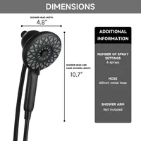 Pommeau de douche magnétique à main pour salle de bain Robinets thermostatiques à poignée unique Mode 6 jets Pluie haute pression