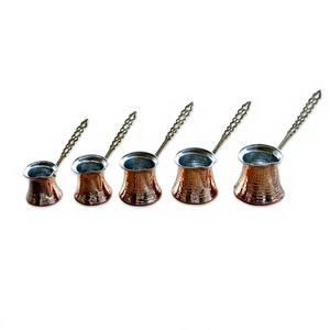 Amson Brass Metal Copper Hammered Eco-Friendly Lfgb Certified <b>Set</b> of 5 Turkish Coffee <b>Pot</b> - Product Image 1