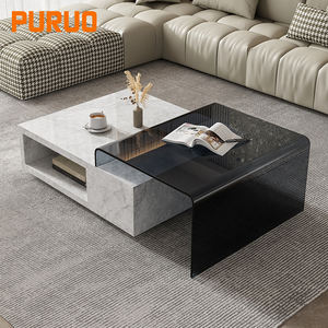 طاولة تلفزيون عصرية من بورو لشاشات حتى 80 بوصة مع وحدة تخزين مزدوجة وطاولة وسائط مع باب قابل للطي لغرفة المعيشة - Product Image 6