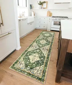 Bule cuisine tapis de coureur antidérapant lavable en machine marocain Boho tapis de coureur 3d imprimé linge couloir tapis de coureur