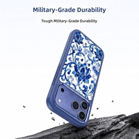 Coque en TPU doré pour iPhone 17 Pro Max, motif Chinoiserie, fermeture magnétique, incrustation nacre, détails floraux peints