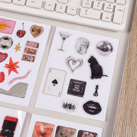 Set di Adesivi Retrò Y2K Chic, Decalcomanie Impermeabili in PVC con Citazioni e Stampe di Gatti per Diari, Agende, Scrapbook e Decorazioni per Laptop