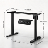 Cadre de bureau électrique réglable en hauteur avec mémoire de position pour poste de travail DIY à domicile ou au bureau