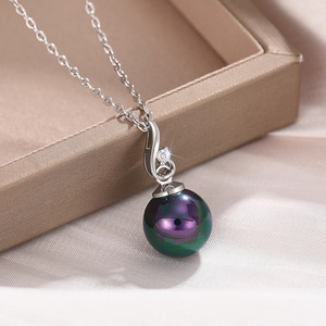 Pearl Ball Pendant Necklace 925 Silver PlatedPearl Classic Women's Everyday Wear Box Chain - Product Image 3