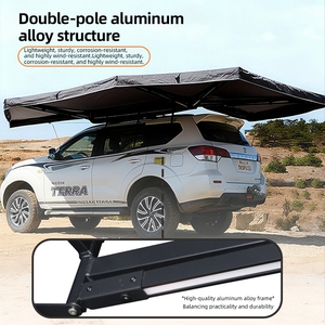 Parasol de voiture en forme d'éventail à 360 degrés pour le camping en plein air, avec double poteaux et tiges de support, tissu Oxford résistant aux UV, <span class=keywords><strong>tente</strong></span> pare-soleil pour voiture - Product Image 3