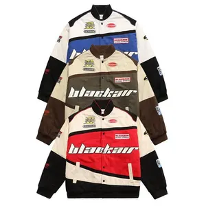 Classic Winter Motorcycle Mens Jackets Racing Jacket Oem Logo Patch Twill Fabric Custom Design Fashion Canvas for Men Stand