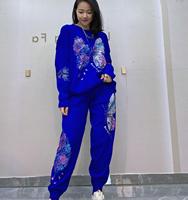 Ensemble pantalon deux pièces personnalisé en strass 2026 pour femme, pull tricoté grande taille, survêtement deux pièces pour femme