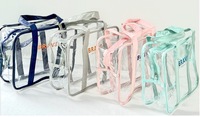 Sac de plage transparent en PVC personnalisé, couleur bonbon, sac à main de shopping imperméable avec fermeture éclair
