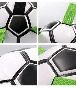 Hiphoppet dayanıklı şişme futbol topu köpek çiğneme oyuncaklar plaj havuzu köpek orta büyük köpek için interaktif futbol çiğnemek oyuncak - Product Image 6