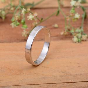 Bague plate en argent sterling plaqué or 14 carats avec serti clos, simple, pour le pouce (4mm-10mm) – Idéale pour mariage et anniversaire - Product Image 3