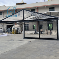 Tente de réception de luxe ignifuge quatre saisons à structure en aluminium imperméable et couverture en PVC transparente pour mariages et événements