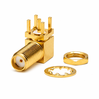 Conector SMA Hembra de Ángulo Recto Personalizado de 12 GHz para Montaje en PCB, Conector RF de Acero Inoxidable SMA-KYWHD3