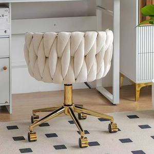 Silla de <span class=keywords><strong>Escritorio</strong></span> de Diseño Moderno con Detalles Dorados, <span class=keywords><strong>Taburete</strong></span> de Tela para Dormitorio, para Uso en el Hogar, para Tocador - Product Image 6