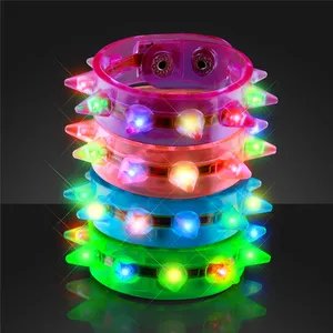 Dance Party Luminous Glowing Spike Glow In Dark Wrist Band LED Bracelet Light Up Flashing Blinking Party Fun Bracelet