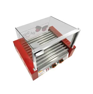 Hot sale CE certificate automatic 11 roller hot dog grill / sausage maker machine with glass cover WY-011