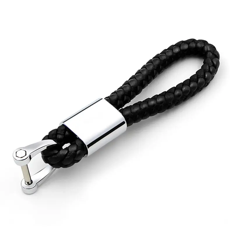Custom Braided Rope Keychain Braided Leather Key Ring Metal Keychain Simple Metal Horseshoe Car Key Chain