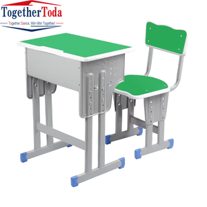 Chaise à cadre métallique moderne et durable, ensemble de mobilier coloré pour salle de classe - Bureaux et chaises d'étude réglables en hauteur pour étudiants, pour l'école - Product Image 4