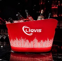 Enfriador de Tequila LiqVis Premium con Acabado Dorado Electroplacado, en Forma de Barco, de Doble Pared, con Logotipo Personalizado para Cócteles
