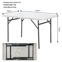 Table de pique-nique pliante portable robuste pour l'extérieur, 1,2 m, cadre métallique vert, plateau en HDPE, mobilier de camping