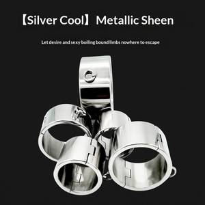 Collier, menottes et attaches pour les <span class=keywords><strong>pieds</strong></span> en acier inoxydable, jouet sexuel pour adultes, alternative métallique, épaissi, interactif, <span class=keywords><strong>esclave</strong></span> de chien - Product Image 3