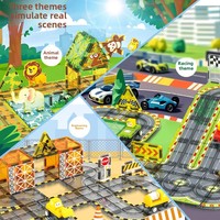 WISE FOREST Rompecabezas Educativo para Niños, Bloques de Construcción Magnéticos de Plástico Coloridos, Juguete con Pista de Carreras Eléctrica para Vehículos