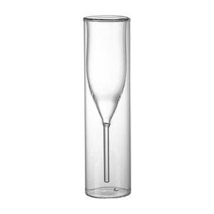 Manufacturer Price Luxury Transparent Double Wall Glass Cup <strong>Champagne</strong> Glasses <strong>Flutes</strong> for Wedding - Product Image 6