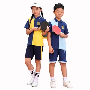 2024 nuovo arrivo scuola primaria scuola materna uniforme per il bambino personalizzare disegni studente tessuto di cotone polo uniforme