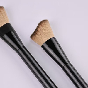 Cepillo de rubor facial con mango de madera plana y forma ondulada de sombra estéreo <span class=keywords><strong>biselada</strong></span> de pelo sintético Vegano para principiantes - Product Image 5