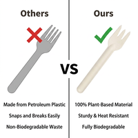 Ensemble de couverts compostables en bagasse de canne à sucre, écologiques, jetables, de qualité alimentaire, pour événements et repas à emporter