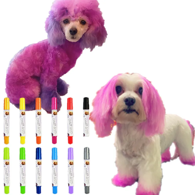 KHY Free Sample Drop Shipping Birthday Gifts 12 Colors Dog Pigment For Washable Hair Dye Temporary Girls Hair Colour Chalk Set