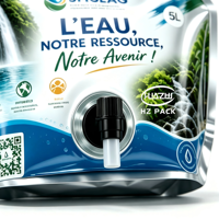 Pochette de camping personnalisée imprimée pour l'extérieur, 1L-12L, sans BPA, portable, pliable, réutilisable, pour randonnée, eau minérale, bière, avec valve anti-fuite