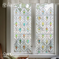Película Decorativa para Ventanas con Diseño de Plumas de Pavo Real, Vinilo Estático de PVC para Privacidad en el Hogar y Apartamentos, Venta al Por Mayor