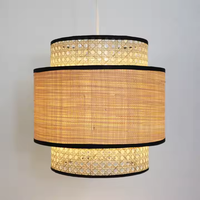 Abat-jour vintage en forme de tambour, cadre en fil métallique, rotin tressé, bambou, suspension, abat-jour pour lampes