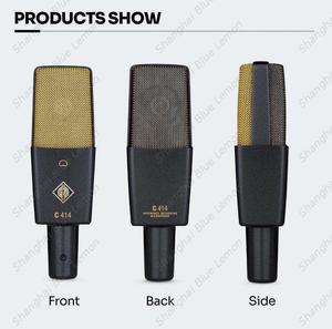 Micrófono de Condensador Profesional BAIFEILI <span class=keywords><strong>C414</strong></span> de 25 mm y 48 V con Soporte Antivibratorio, Negro y Dorado, Portátil para Cantar en el Estudio - Product Image 4
