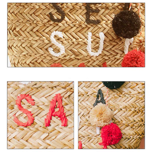 <span class=keywords><strong>Sac</strong></span> à Bandoulière en Paille Marocaine pour Dames de Grande Capacité de Créateur Célèbre <span class=keywords><strong>Sac</strong></span> de Plage d'Été avec Pom Pom Broderie Logo Personnalisé <span class=keywords><strong>Sac</strong></span> - Product Image 5