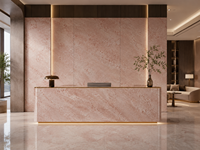 Dalles de marbre Rosa Tea Pink polies, à jointure en V, pour murs décoratifs, plans de toilette de salle de bain, encadrements de cheminée, dessus de table à manger