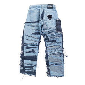 DiZNEW Oem Fabricante Jeans de los hombres de alta calidad de doble corte ROTO gato Barba Jeans Low Moq personalizado - Product Image 3