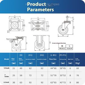Do Fabricante Ouro Diamante Silencioso Rodízio Freio Moderno 1.5inch 2inch Industrial Nylon Roda PVC Borracha Direcional Móveis - Product Image 2