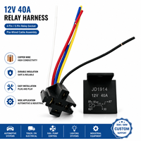 Arnés de Cableado de Relé de Control Automotriz Industrial, 12V 40A, Ensamblaje de Cable con Conector de Relé, 4 Pines, 5 Pines, Arnés Personalizado OEM