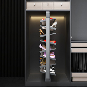 Zapatero Giratorio con Accesorios Multifuncionales de 360 Grados, Estante Abatible, Gabinete de Aluminio - Product Image 4